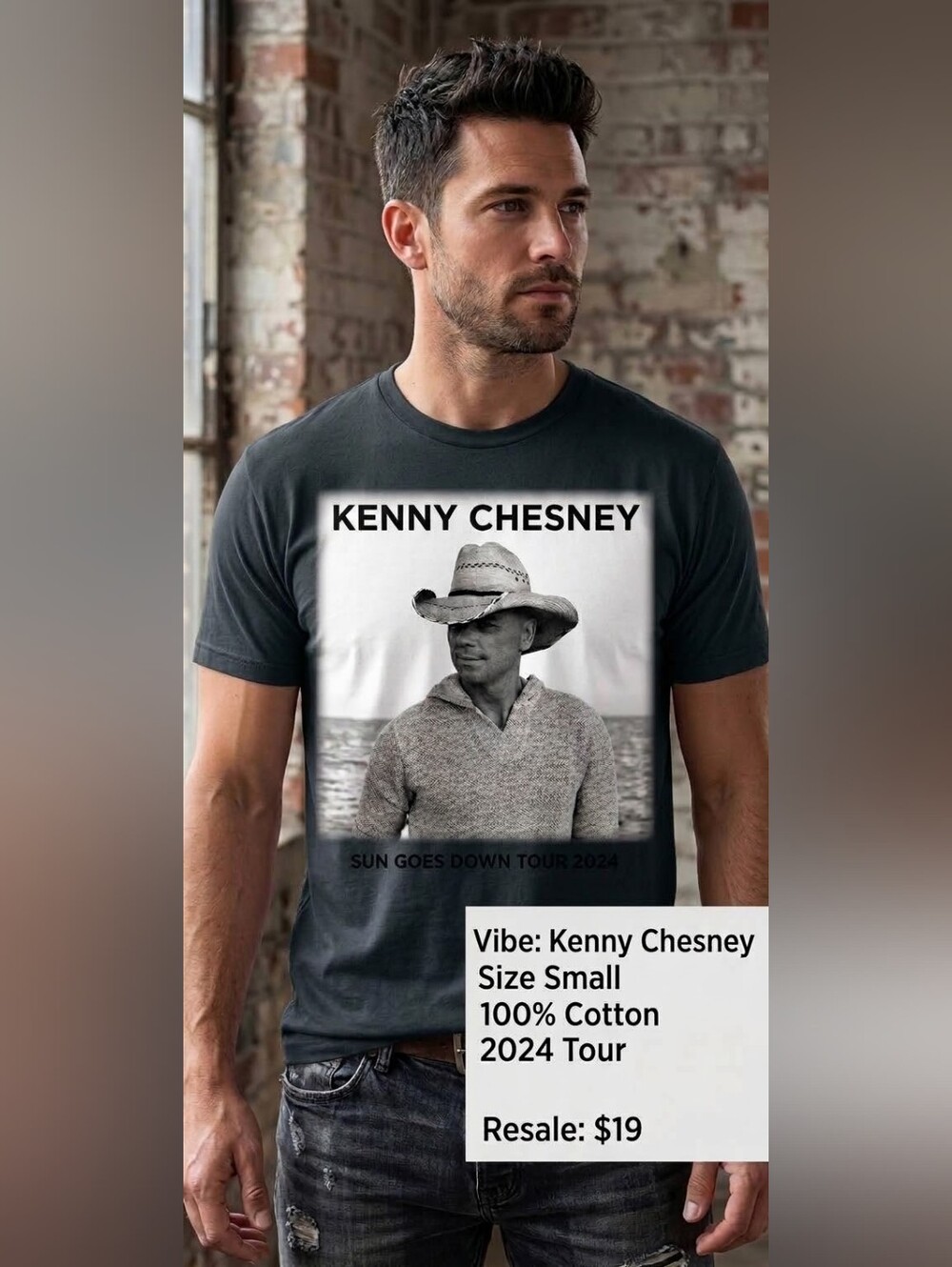 Kenny Chesny Sun Goes Down Tour 2024 Black Graphic Tee